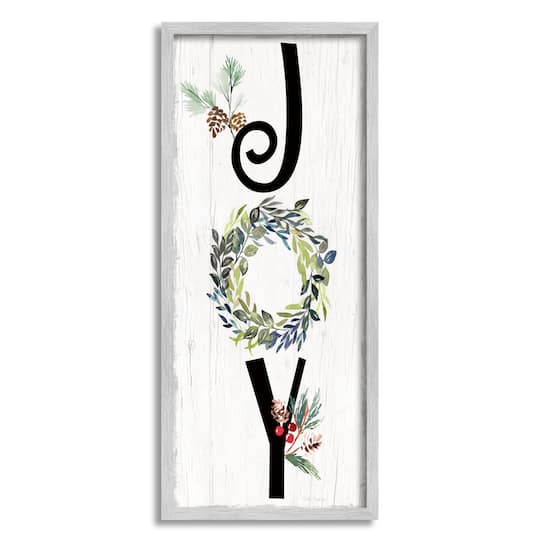 Stupell Industries Joy Seasonal Botanical Wreath Framed Giclee Art